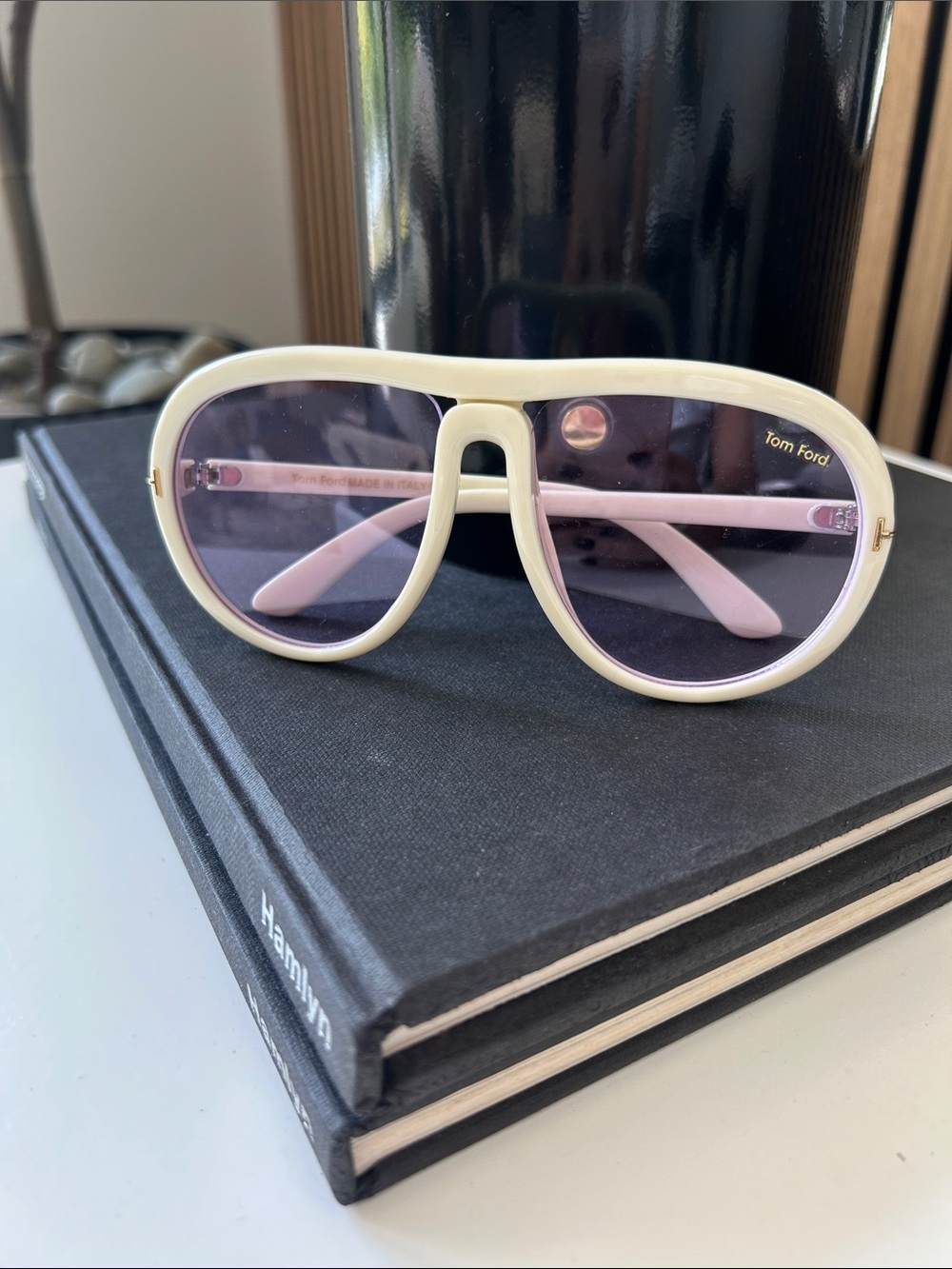 Tom Ford Kids Cream Frame Pink Temples Aviator Sunglasses